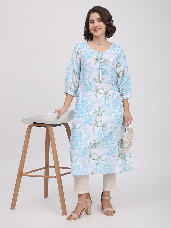 Women Muslin Regular Fit Round Neck Printed Kurta